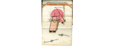Dessin d'une table à couler le verre extrait de l'Album de plans aquarellés, vers 1740