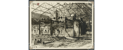 Les ruines de la glacerie de Pise détruite en 1944 par un bombardement américain