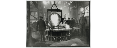 Pont-à-Mousson : coulée d’un tuyau de 1500 mm de diamètre pour Sao Paulo, par Charles Vagné, décembre 1926