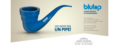 Carte de vœux Saint-Gobain PAM aux couleurs des canalisations Blutop, 2011