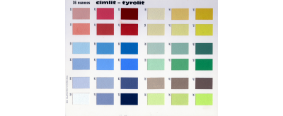 36 nuances Cimlit-Tyrolit, enduits de façade de Weber et Broutin, 1962