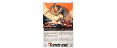 Publicité pour CertainTeed, fabricant américain de bardeaux, 1927