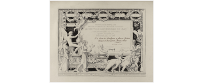 Diplôme décerné à la Compagnie de Saint-Gobain lors de l'Exposition Universelle de Paris en 1889 : groupe VIII, classe 49 : médaille d'or