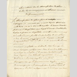 « Observations sur la Manufacture des glaces et sur les encouragemens qu’elle peut recevoir du Gouvernement », mémoire s.d. (vers 1792)