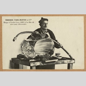 Sciage à l’archet d’un bloc de verre pour l’astronomie, vers 1880