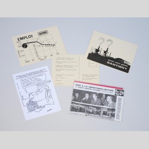 Pétitions syndicales sous forme de cartes postales, années 1980