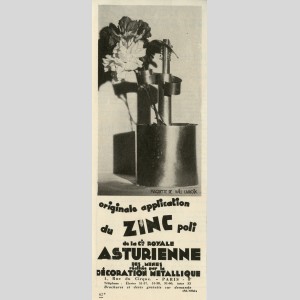 Publicité de la Compagnie Royale Asturienne des mines pour les toitures en zinc, années 1930