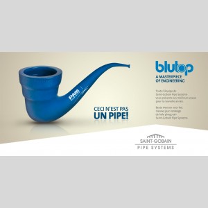 Carte de vœux Saint-Gobain PAM aux couleurs des canalisations Blutop, 2011