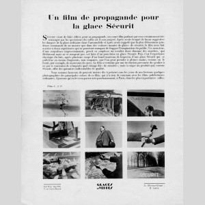 Story-board du premier film de propagande pour la glace Sécurit paru dans Glaces et verres, n°34, 1934