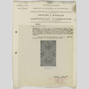 Modèle de verre imprimé n°37 reproduisant l’aigle prussien, 1910
