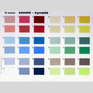 36 nuances Cimlit-Tyrolit, enduits de façade de Weber et Broutin, 1962