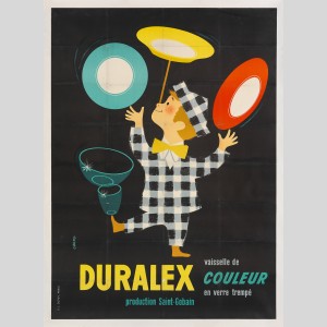 Affiche publicitaire de Camps pour les assiettes Duralex, 1957