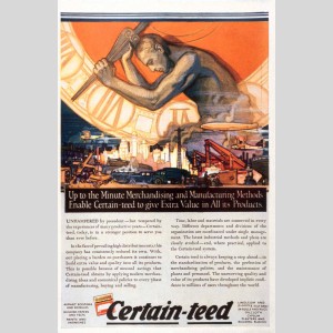 Publicité pour CertainTeed, fabricant américain de bardeaux, 1927
