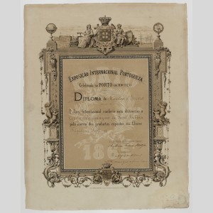 Diplôme décerné à la Compagnie de Saint-Gobain lors de l'Exposition Internationale Portugaise de Porto en 1865 : section 37 : médaille d'honneur