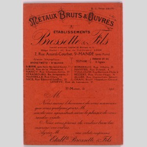 Tarif des Établissements Brossette & fils, années 1930
