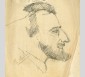 Portrait d'Edouard Benedictus dessiné sur une serviette en papier par E. Lalanne