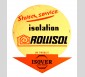Plaque émaillée « Station service isolation Rollisol, un produit Isover Saint-Gobain », années 1950